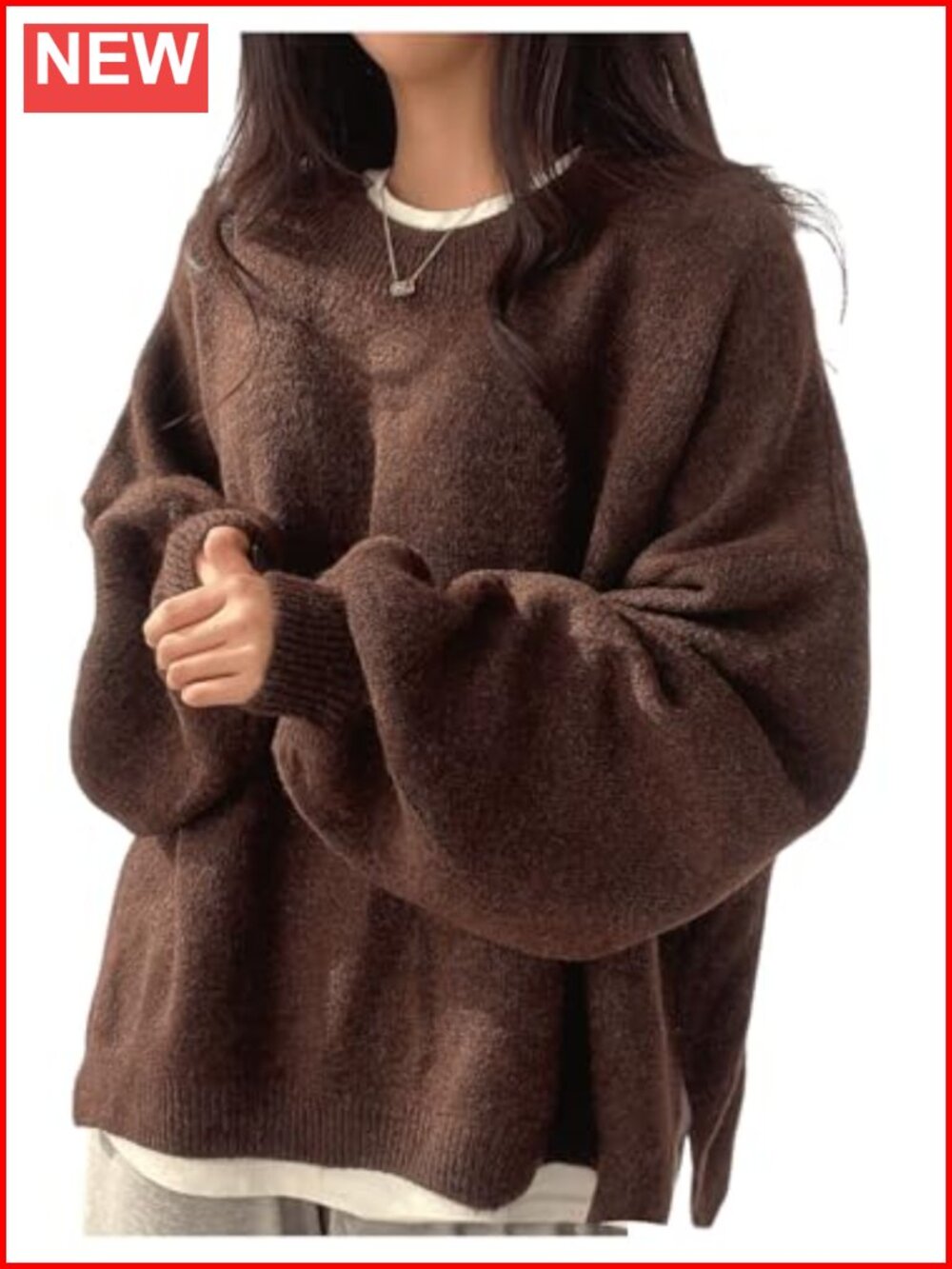 Cozy Oversized Lantern Sleeve Sweater Pullover Drop Shoulder Knit Fall Winter